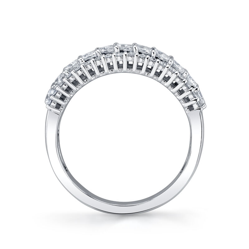 Marquise and Round Natural Diamond Multi Row Anniversary Band in 14k White Gold image number null